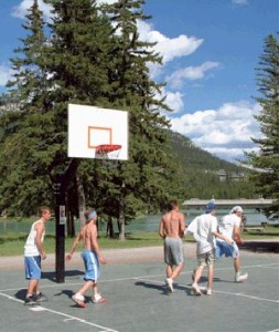 Pick-up hoops at Banff Recreation Grounds, Banff, Alberta, Canada.