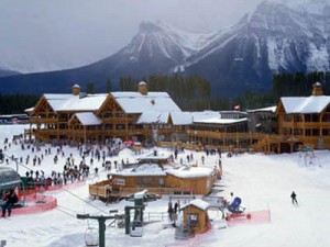 The Lodge at the Lake Louise Ski Area in the Canadian Rockies' Banff National Park.