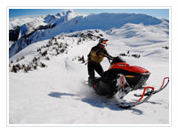 Snowmobiles are a great way to explore the Canadian Rockies in winter.