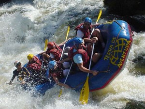 Whitewater rafting in Banff National Park in the Canadian Rockies.